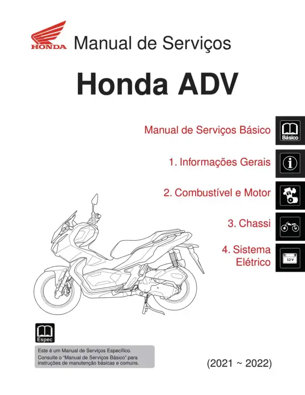 Manual De Serviços – Honda – ADV 150 – 2021 – 2022