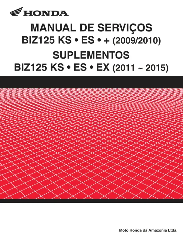 Manual De Serviços – Honda – BIZ 125 – KS – ES – EX – 2009 – 2015