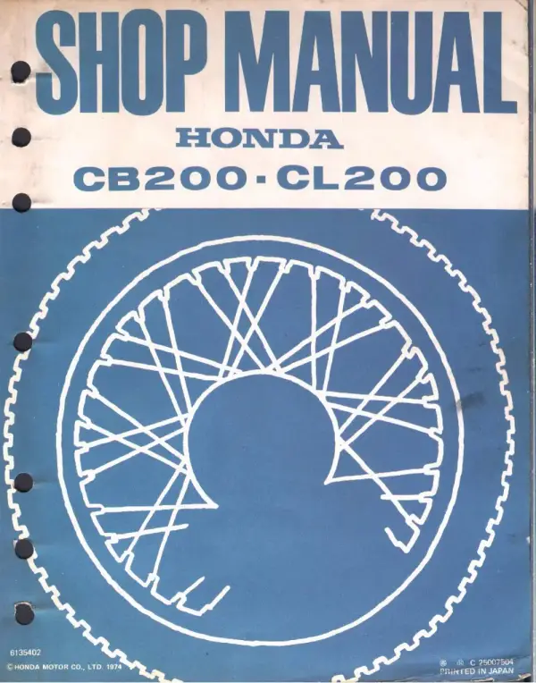 Manual De Serviços – Honda – CB 200 – CL 200 – 1973 – 1974