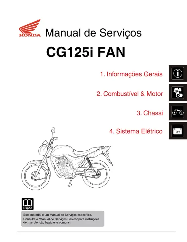 Manual De Serviços – Honda – CG 125i Fan – 2016