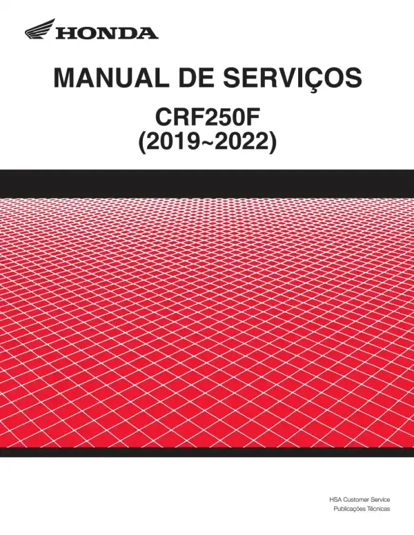 Manual De Serviços – Honda – CRF 250 F – 2019 – 2022