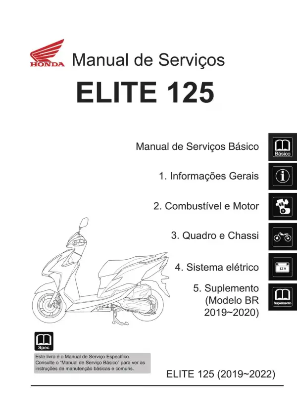 Manual De Serviços – Honda – ELITE 125 – 2019 – 2022