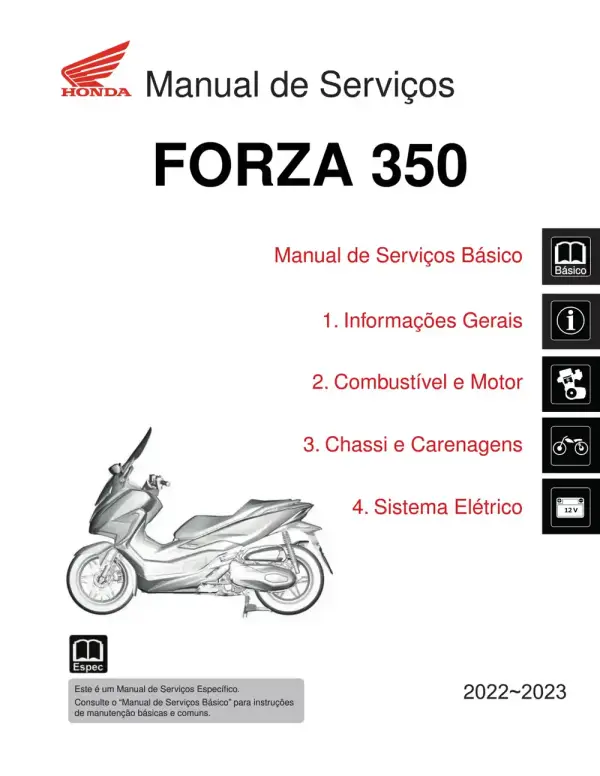 Manual De Serviços – Honda – FORZA 350 – 2022 – 2023