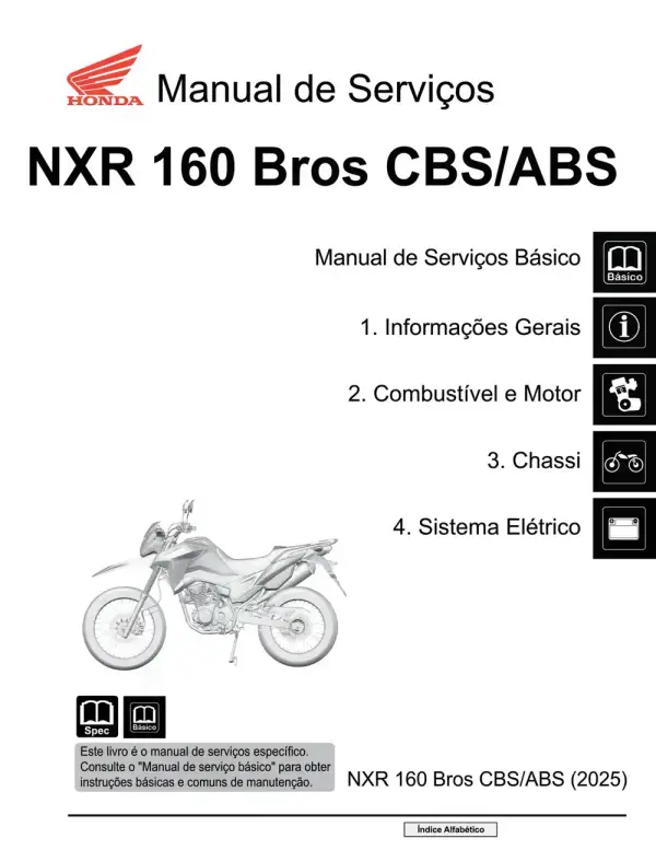 Manual De Serviços – Honda – NXR 160 Bros CBS – ABS – 2025