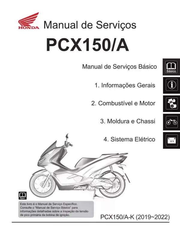 Manual De Serviços – Honda – PCX 150 – A – K – 2019 – 2022