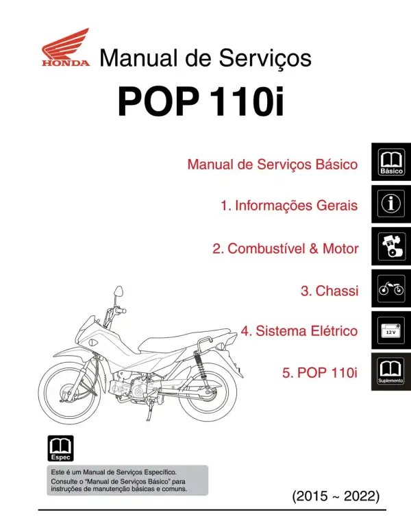 Manual De Serviços – Honda – POP 110i – 2015 – 2022