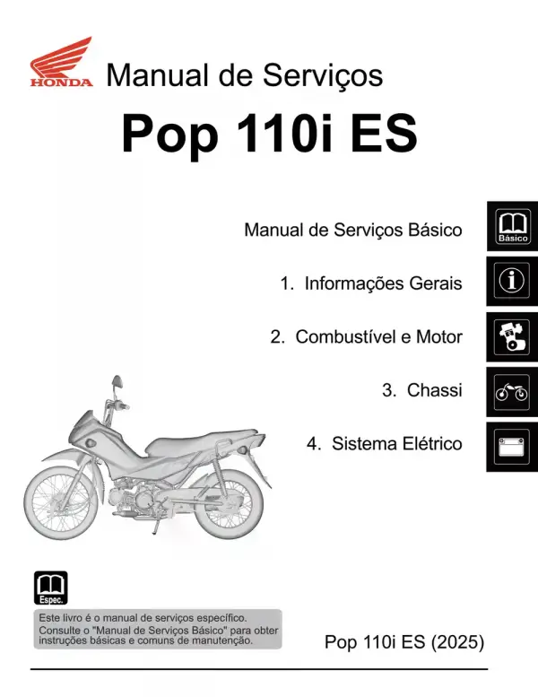 Manual De Serviços – Honda – Pop 110i ES – 2025