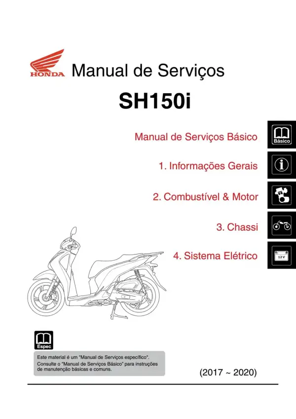 Manual De Serviços – Honda – SH 150i – 2017 – 2020