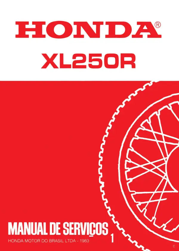 Manual De Serviços – Honda – XL 250R – 1983