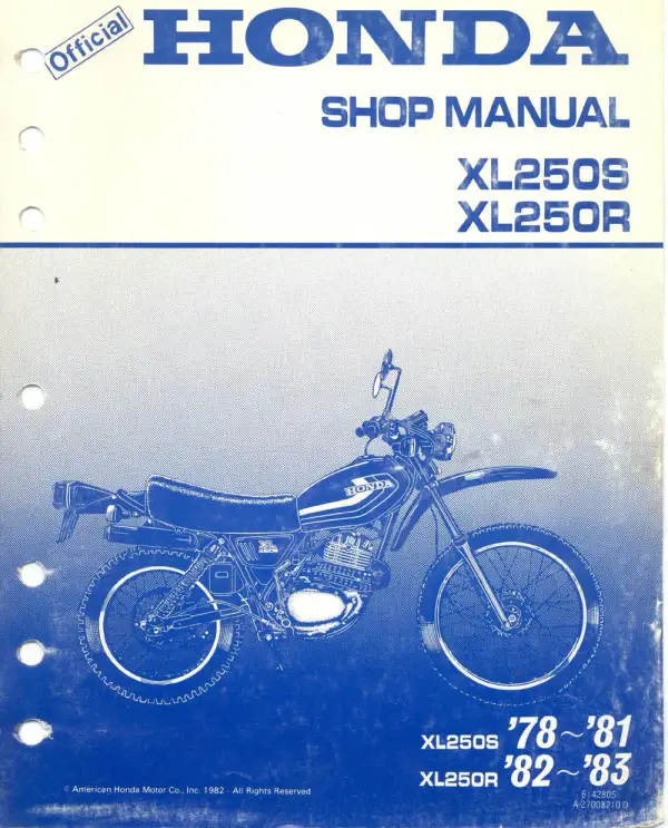 Manual de Serviços – Honda – XL 250S – 1978 – 1981 – XL 250R – 1982 – 1983