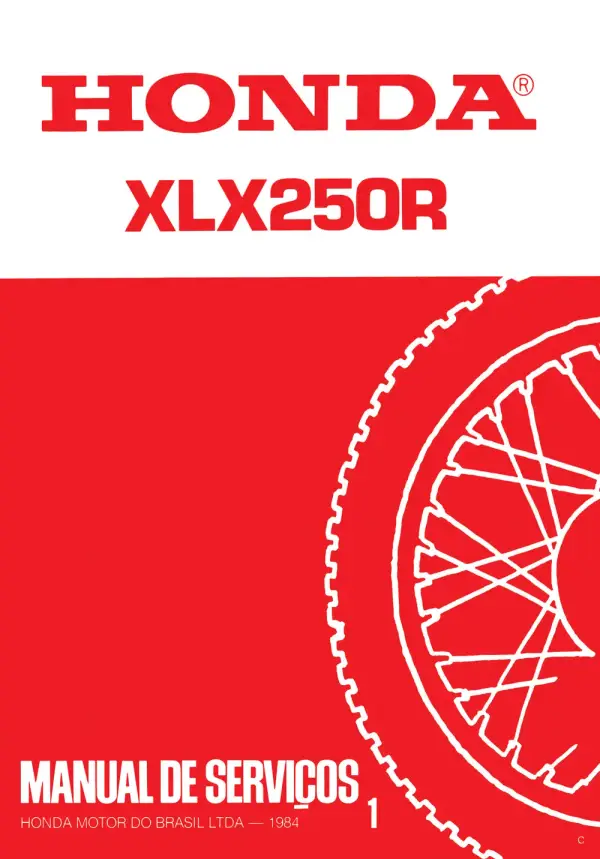 Manual De Serviços – Honda – XLX 250R – 1984 – 1986