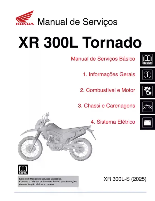 Manual De Serviços – Honda – XR 300 L – S – Tornado – 2025