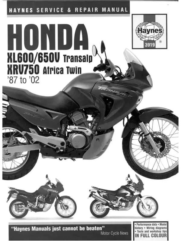 Manual De Serviços – Honda – XRV 750 Africa Twin – XL 600V – 650V Transalp – 1987 – 2002