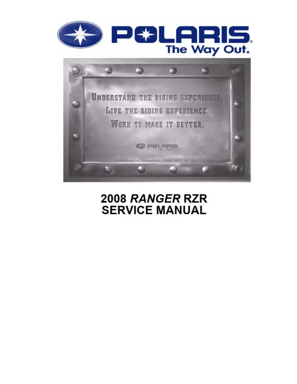 Manual De Serviços – Polaris – Ranger RZR – 2008