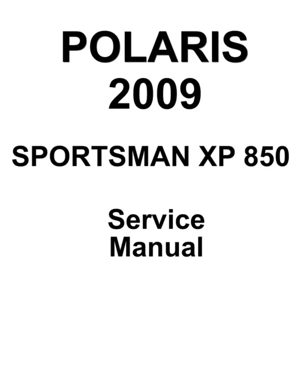 Manual De Serviços – Polaris – Sportsman XP 850 – 2009