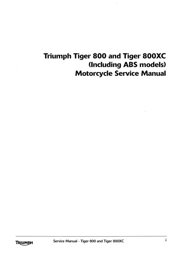 Manual De Serviços – Triumph – Tiger 800 – 800 XC ABS – 2010 – 2014