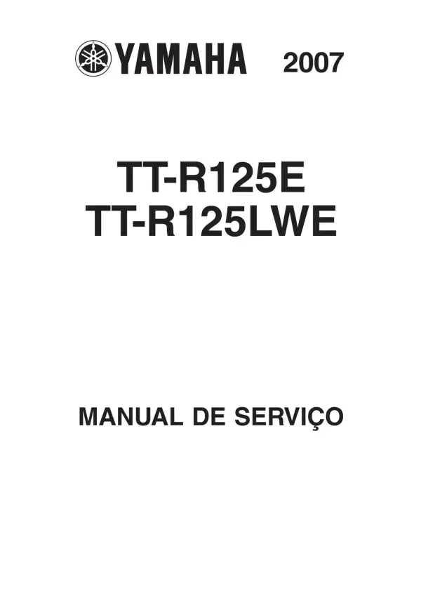 Manual De Serviços – Yamaha – TT-R 125 E – TT-R 125 LWE – 2007 – 2013