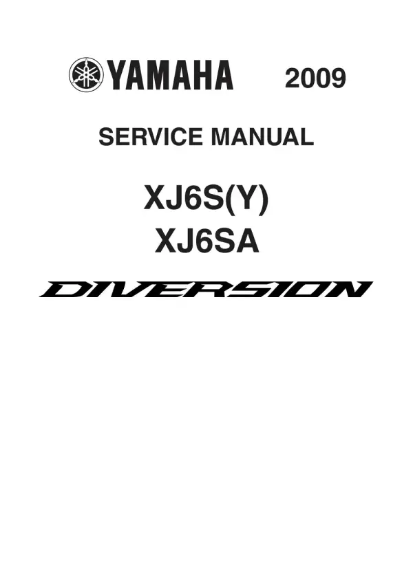 Manual De Serviços – Yamaha – XJ6 S – XJ6 SA – DIVERSION – 2009