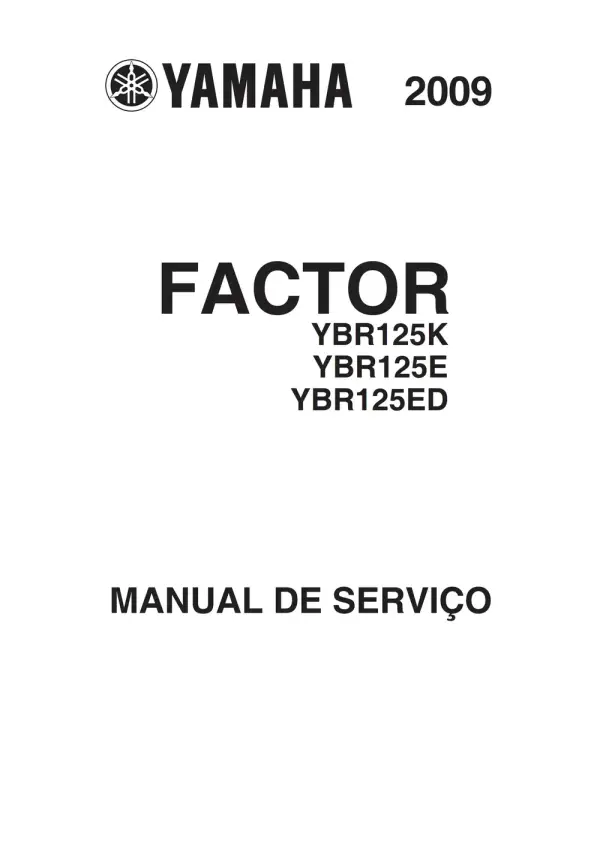Manual De Serviços – Yamaha – YBR 125 Factor E – ED – K – 2009 – 2014