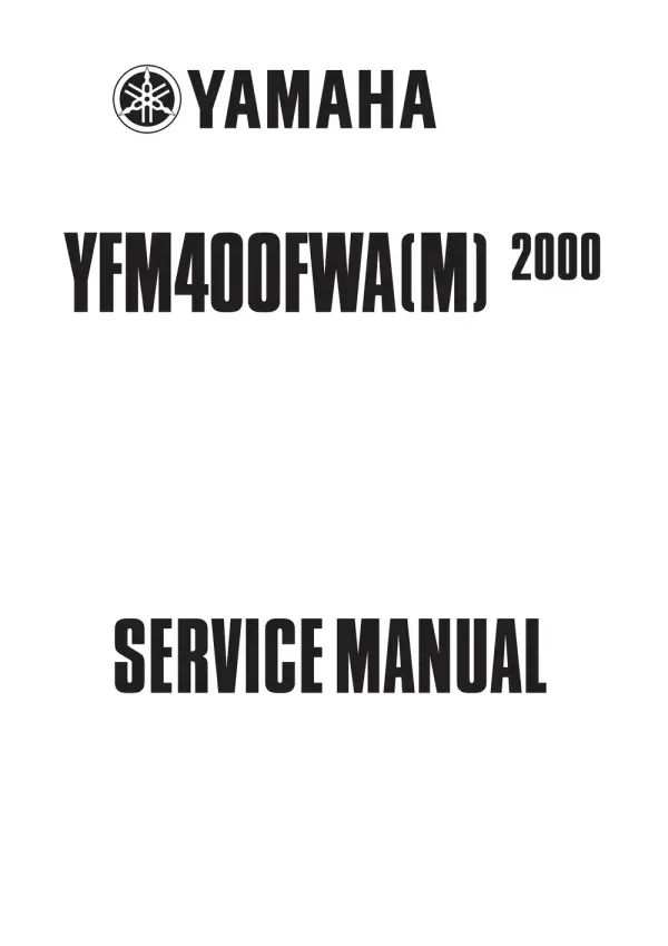 Manual De Serviços – Yamaha – YFM 400 FWA – 2000