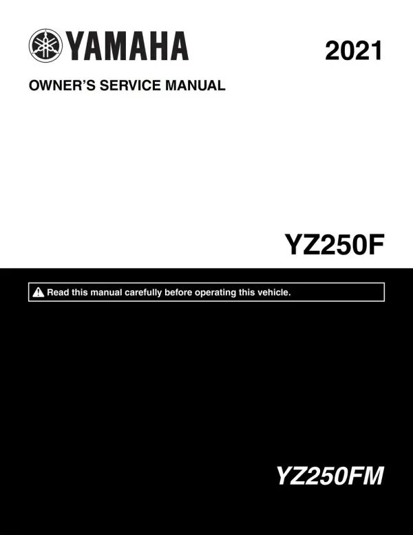 Manual De Serviços – Yamaha – YZ 250 F – 2021