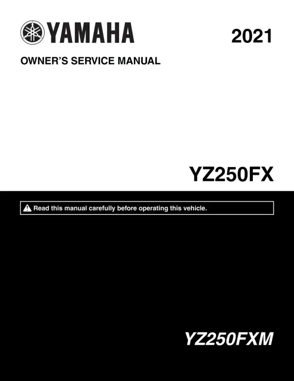 Manual De Serviços – Yamaha – YZ 250 FX – 2021