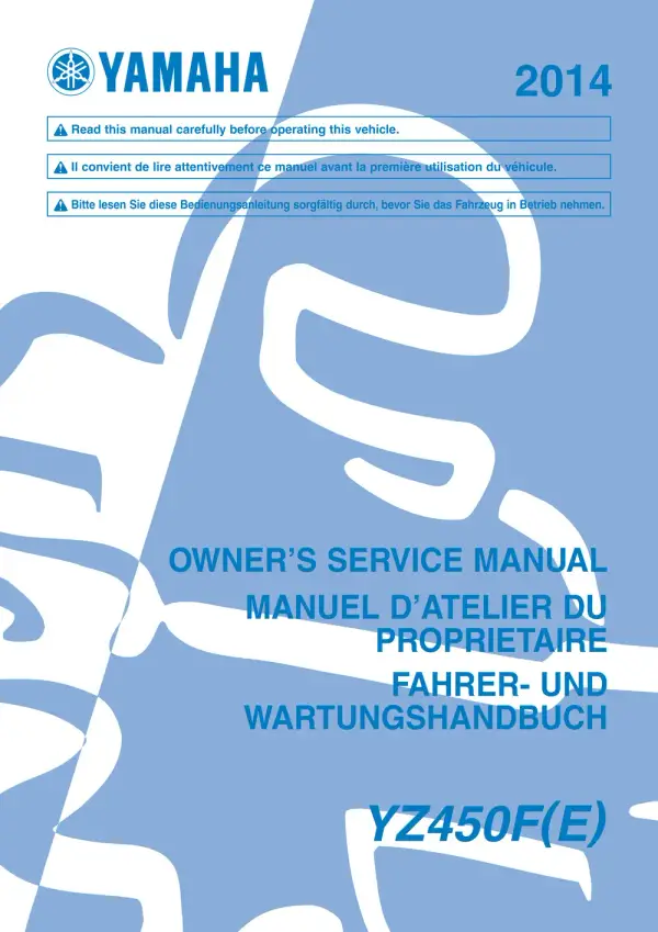 Manual De Serviços – Yamaha – YZ 450 F – 2014