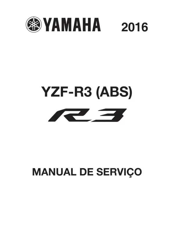 Manual De Serviços – Yamaha – YZF R3 ABS – 2016 – 2019